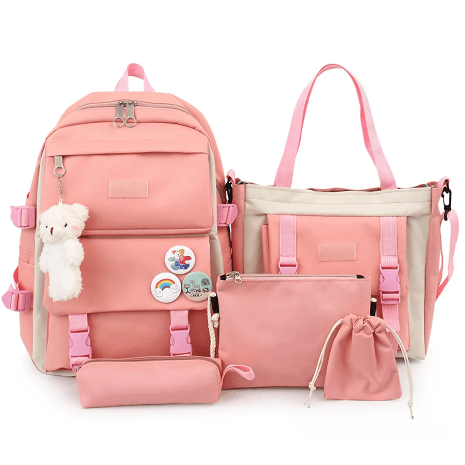 Fashion Student Backpack - 5 Pcs Set