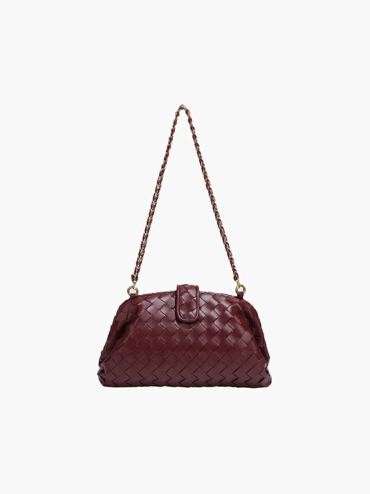 Faux Leather Braided Chain Handbag