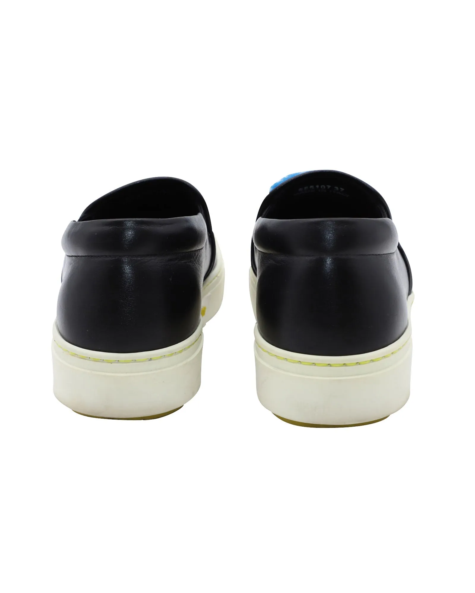 Fendi FF Shearling Fur Slip-On Sneaker in Black Leather