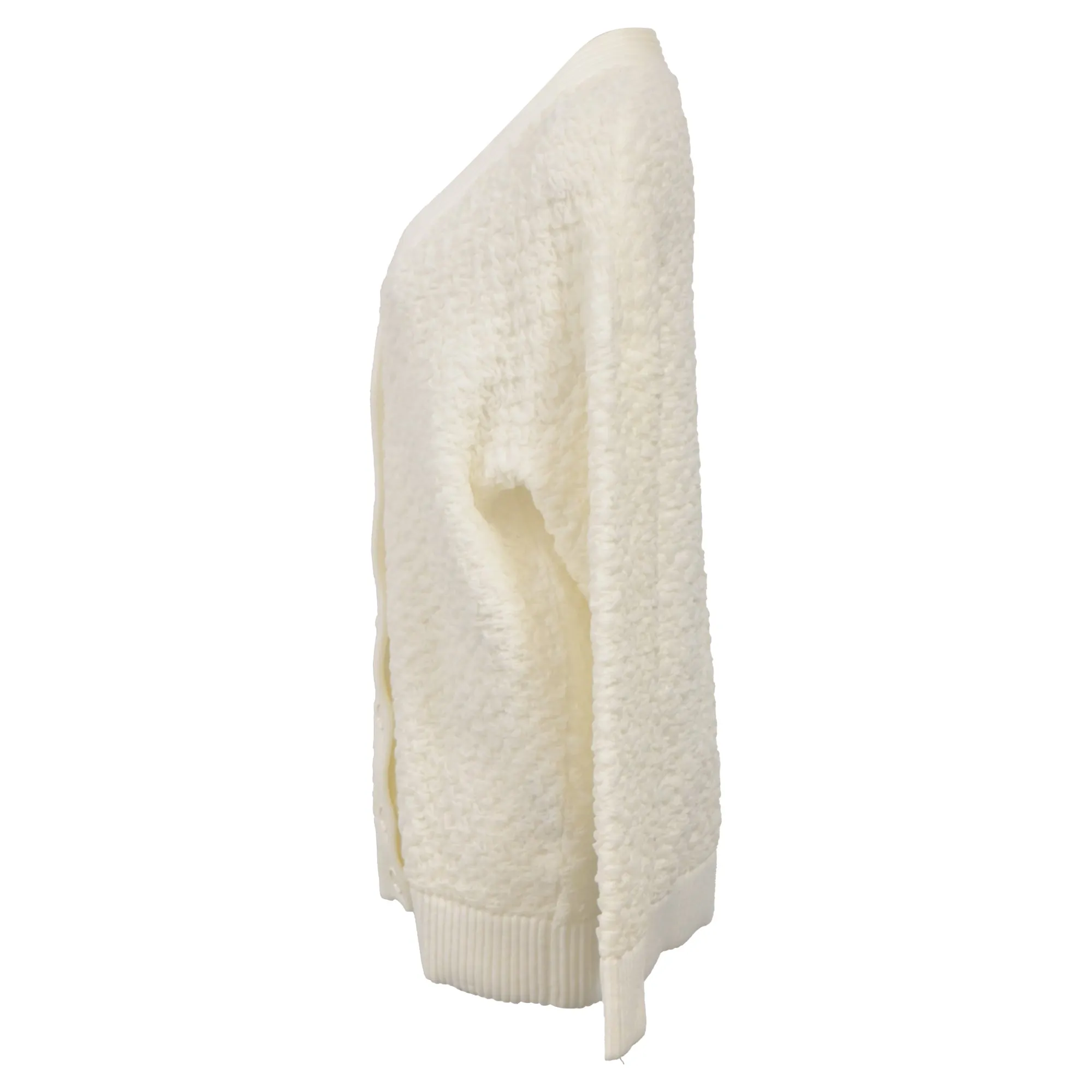 Fendi Textured Button-Down Cardigan in Cream Wool