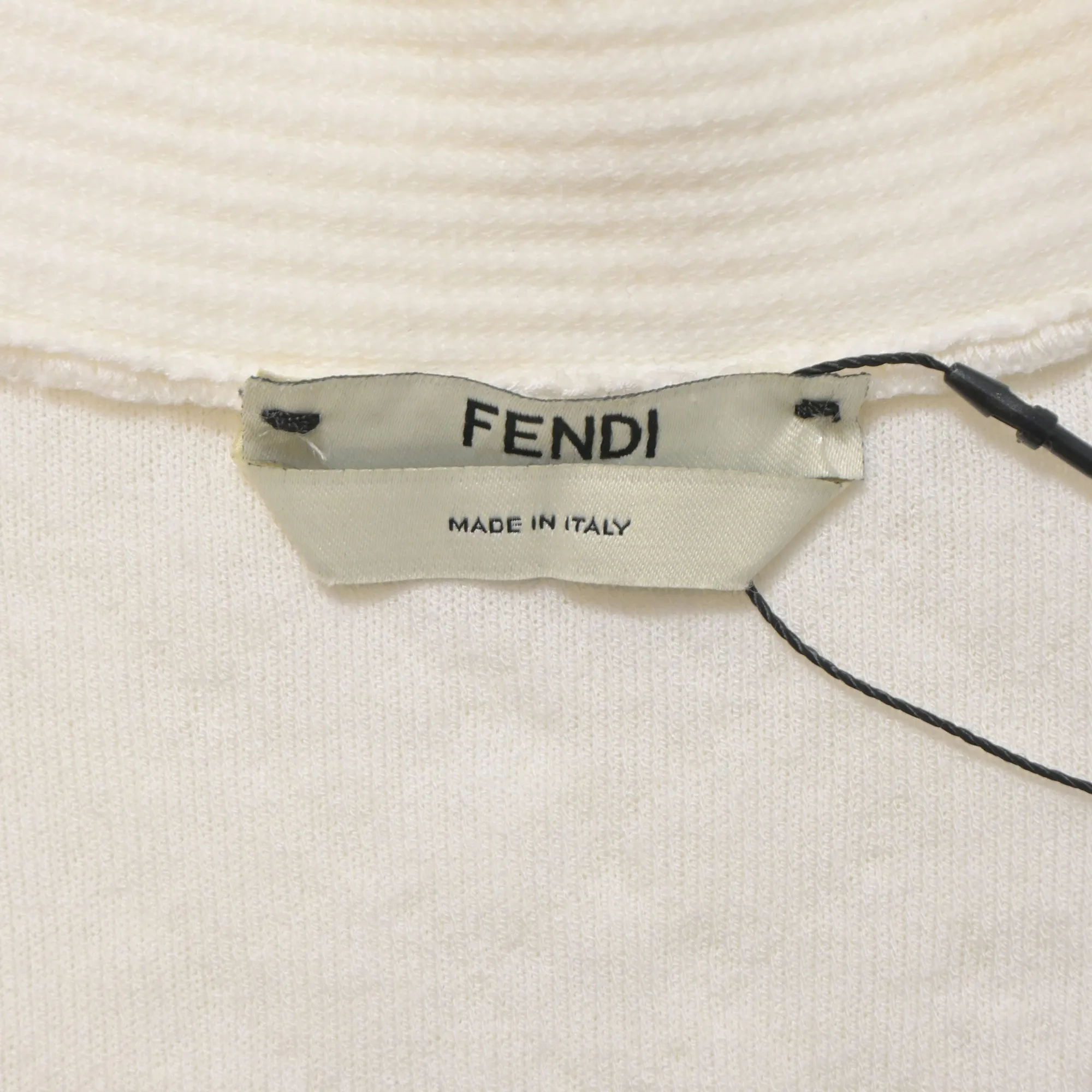 Fendi Textured Button-Down Cardigan in Cream Wool