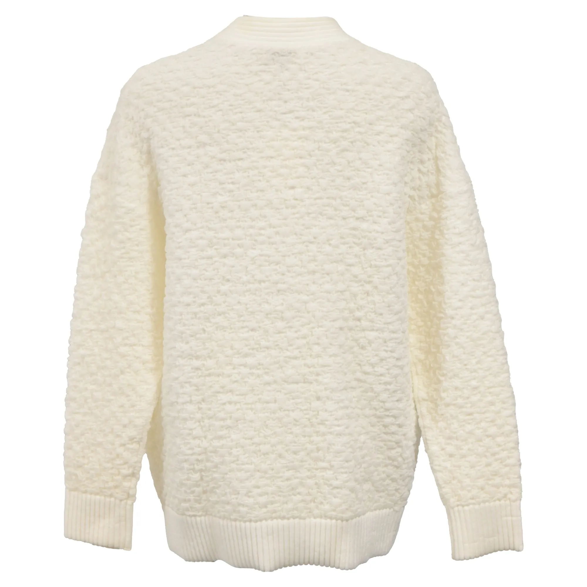 Fendi Textured Button-Down Cardigan in Cream Wool