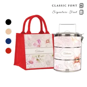 Floral Verse Flora Series 3-Tier Standard Medium 14cm Tiffin Carrier [FREE Custom Add Name]