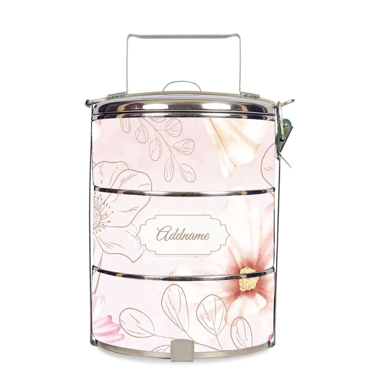 Floral Verse Flora Series 3-Tier Standard Medium 14cm Tiffin Carrier [FREE Custom Add Name]