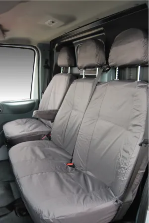 Ford Transit MK7/MK6 Tailored Waterproof Seat Covers Front Set 1 2 Grey MY 2000-2013