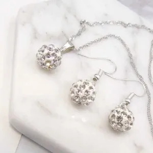 Full Diamond Ball Jewelry Crystal Set Earring Necklace