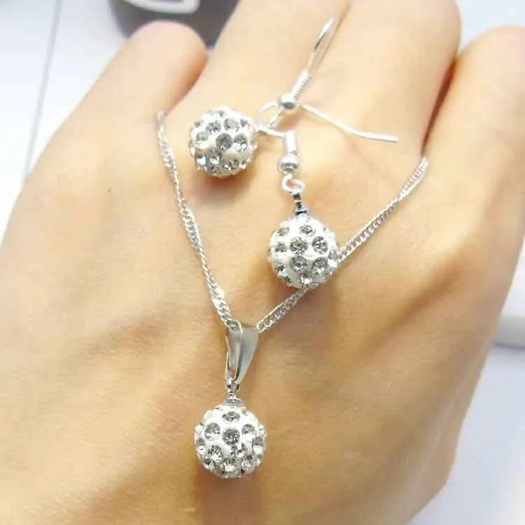 Full Diamond Ball Jewelry Crystal Set Earring Necklace