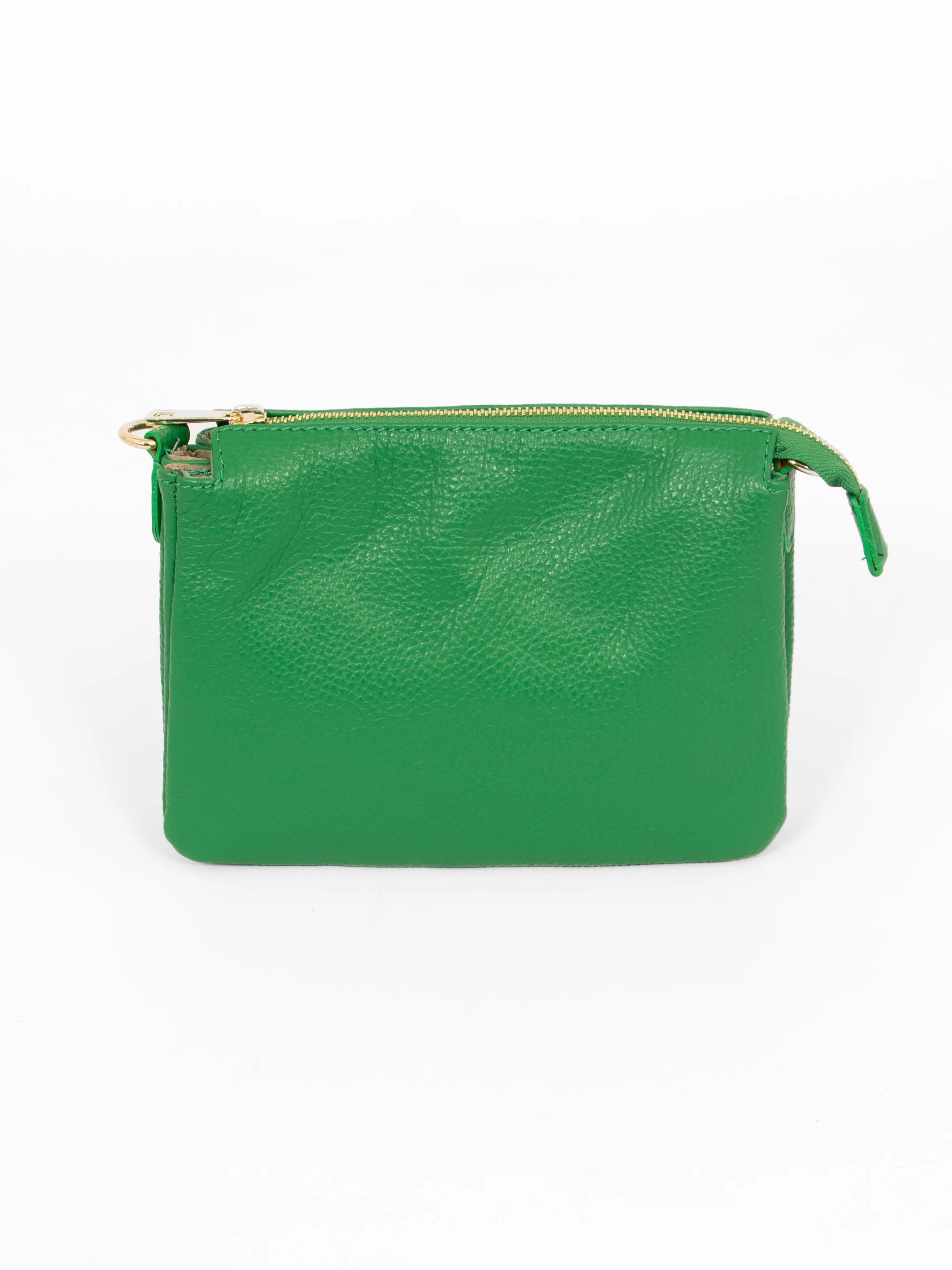 Gia - Italian Leather Crossbody Bag - Bright Green, Pebbled