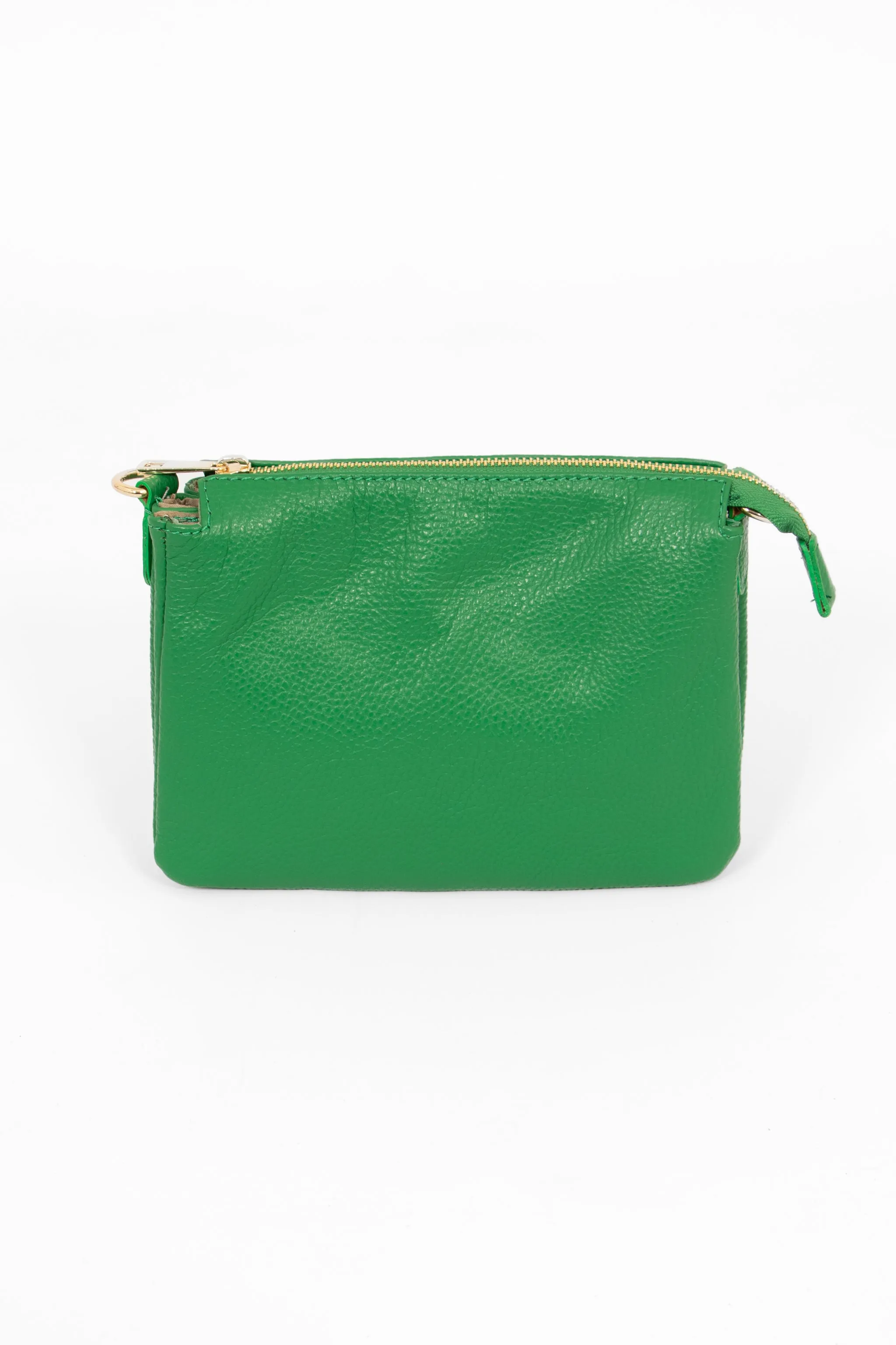 Gia - Italian Leather Crossbody Bag - Bright Green, Pebbled