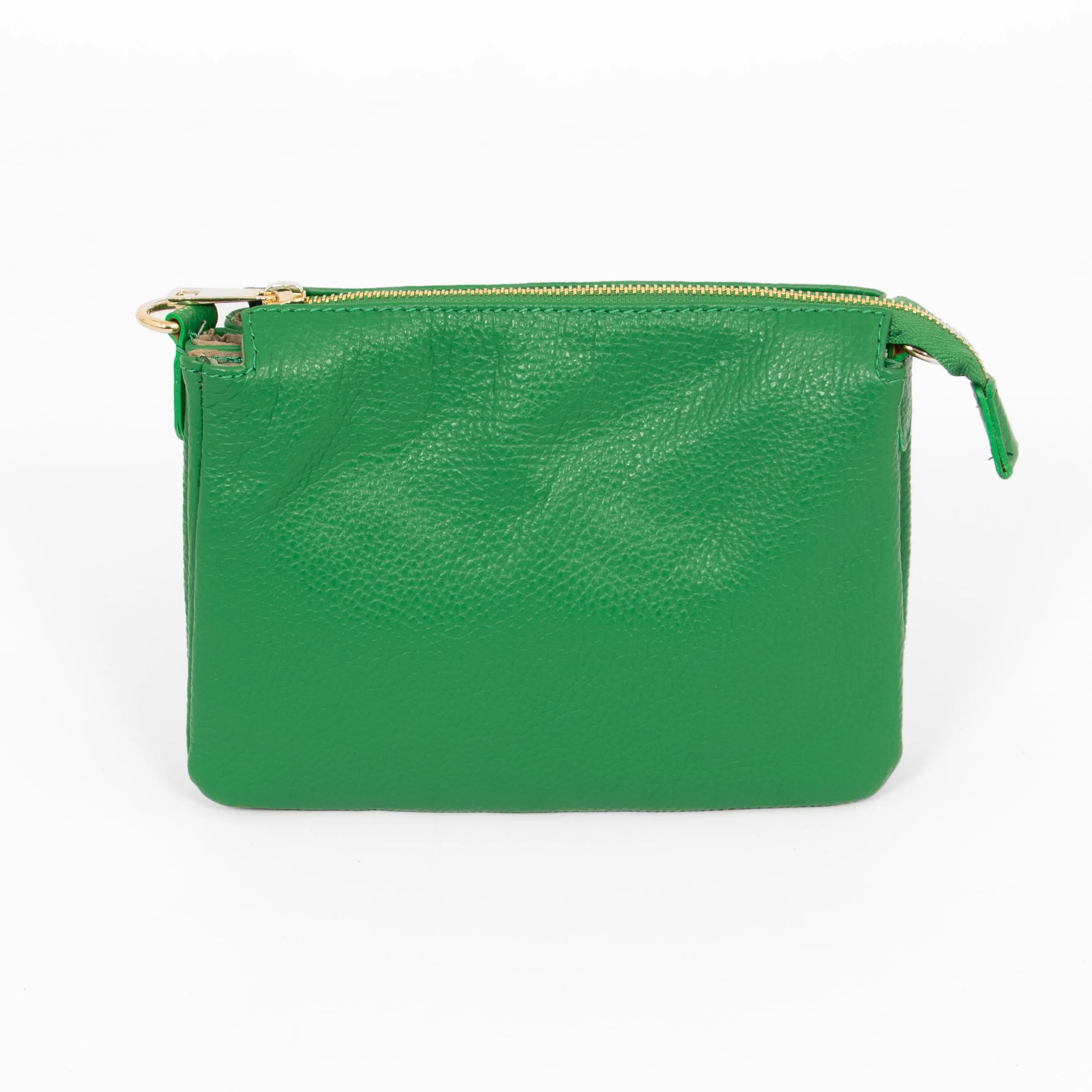 Gia - Italian Leather Crossbody Bag - Bright Green, Pebbled