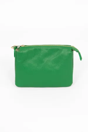 Gia - Italian Leather Crossbody Bag - Bright Green, Pebbled