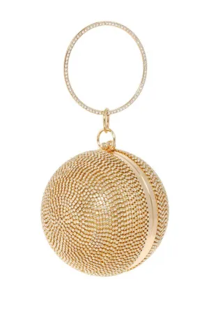 Gold Ball Rhinestone Clutch Evening Bag