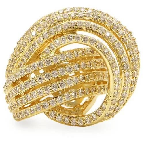 Gold Brass Ring with AAA Grade CZ in Clear for Women Style 0W316