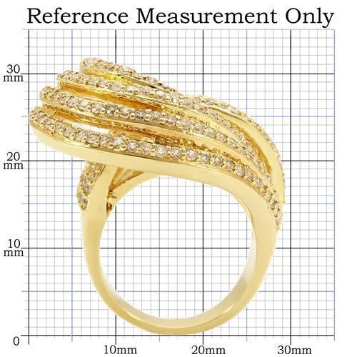 Gold Brass Ring with AAA Grade CZ in Clear for Women Style 0W316