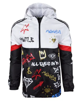 Graffiti Windbreaker Jacket-S51801 (BLACK)