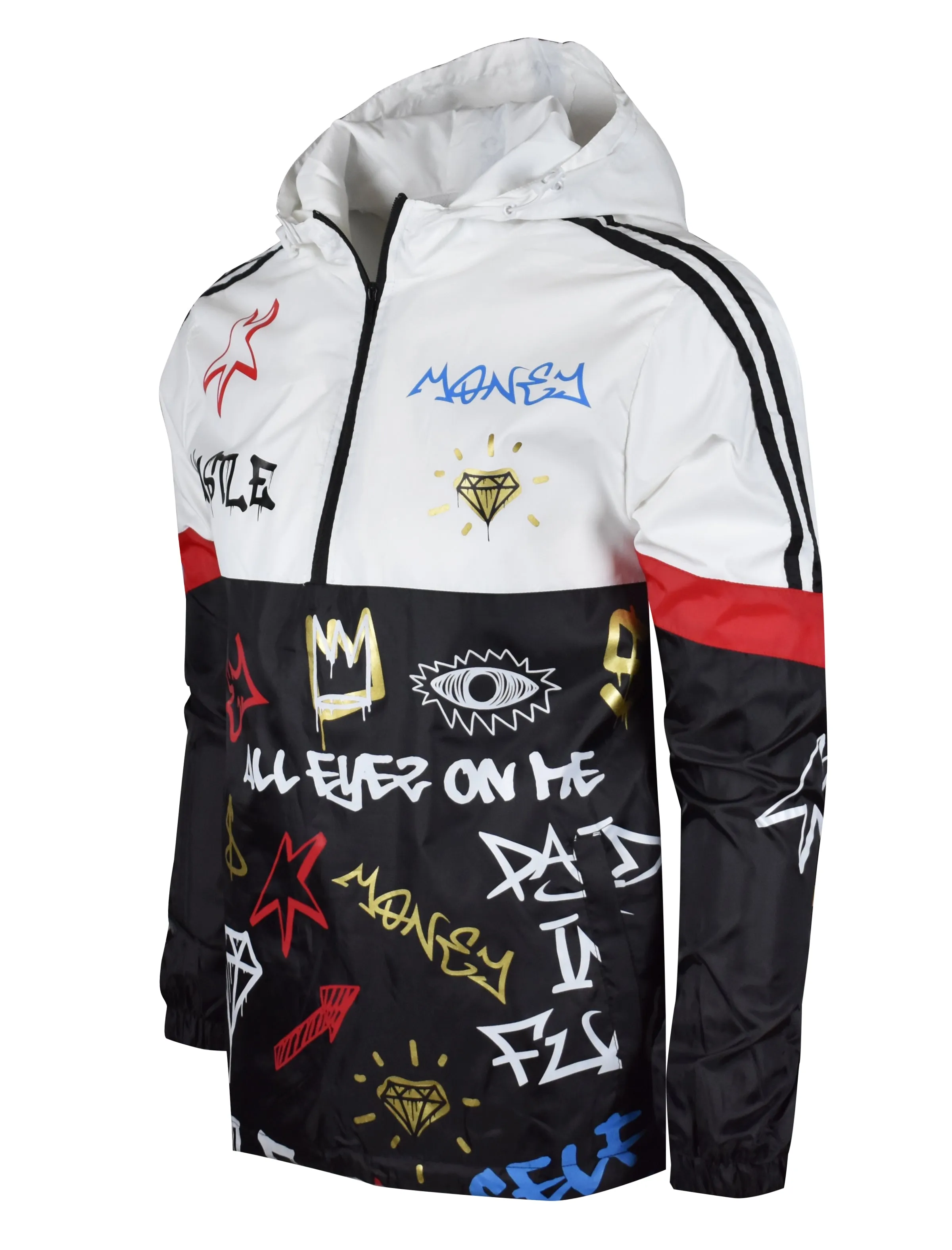 Graffiti Windbreaker Jacket-S51801 (BLACK)