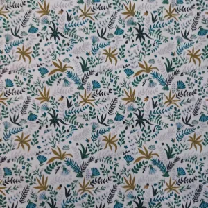 Green Dusky Leaves Cotton Jersey Fabric