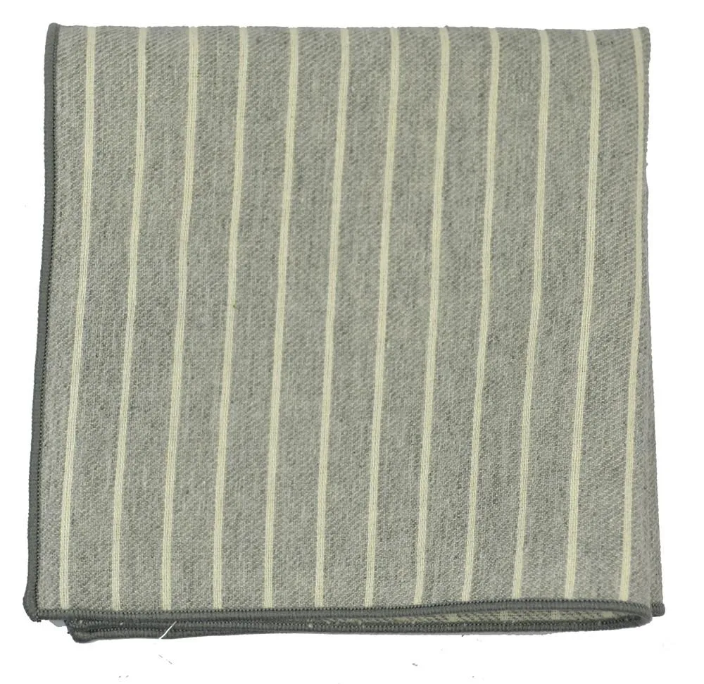 Grey Striped Linen Tie Set by Paul Malone