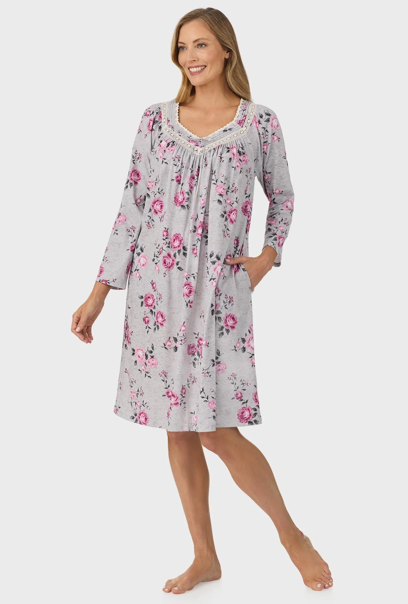 Heather Garden Roses Long Sleeve Nightgown