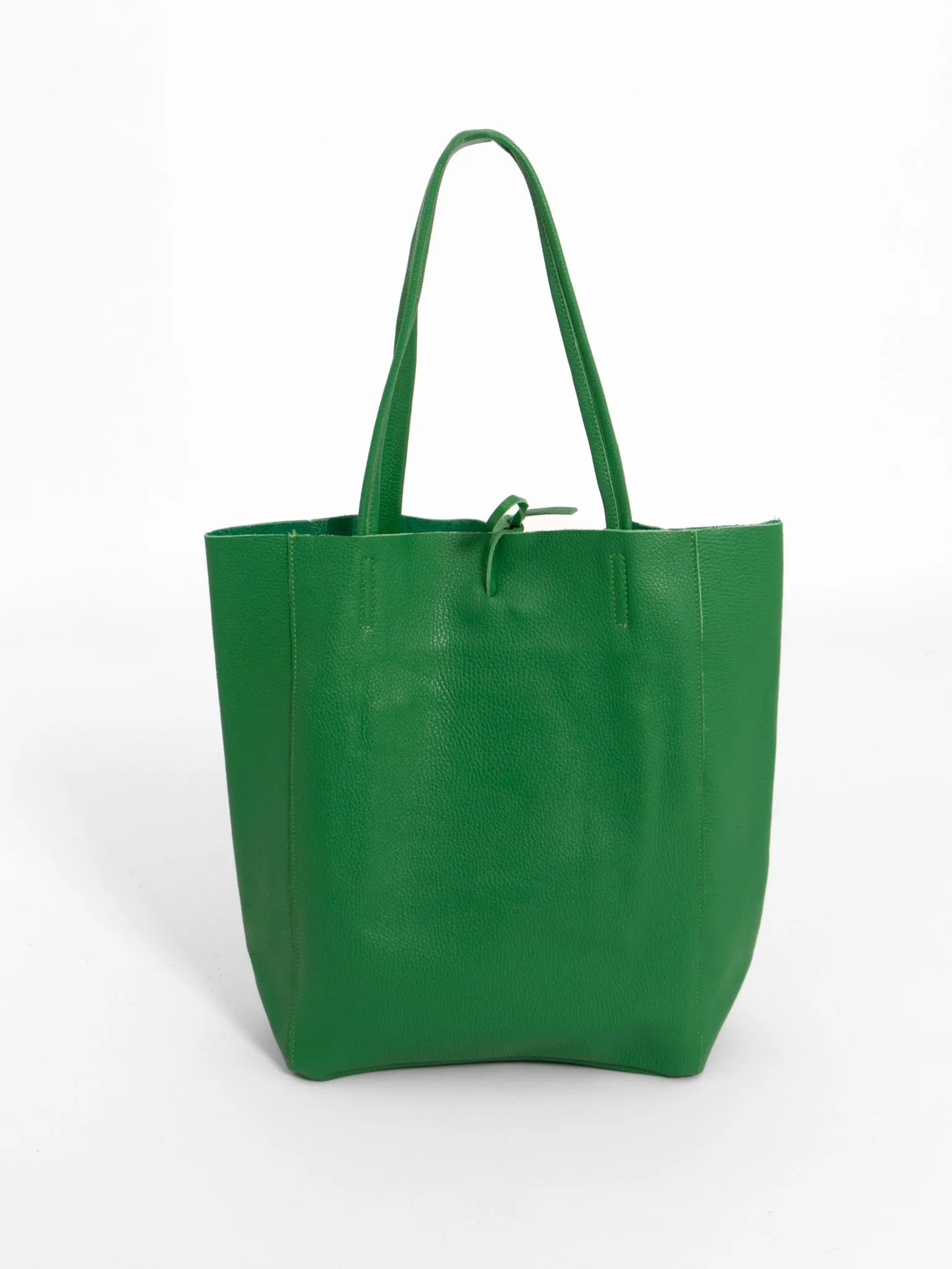 Heather Italian Leather Tote Bag - Bright Green, Pebbled