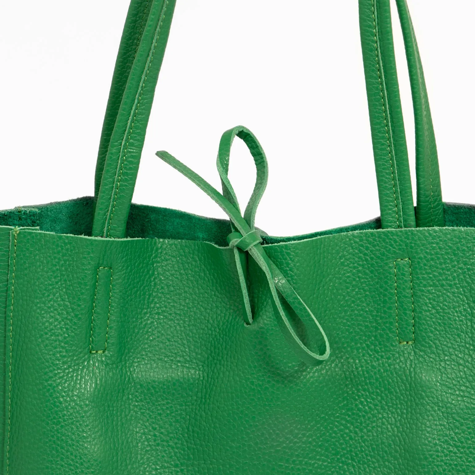 Heather Italian Leather Tote Bag - Bright Green, Pebbled