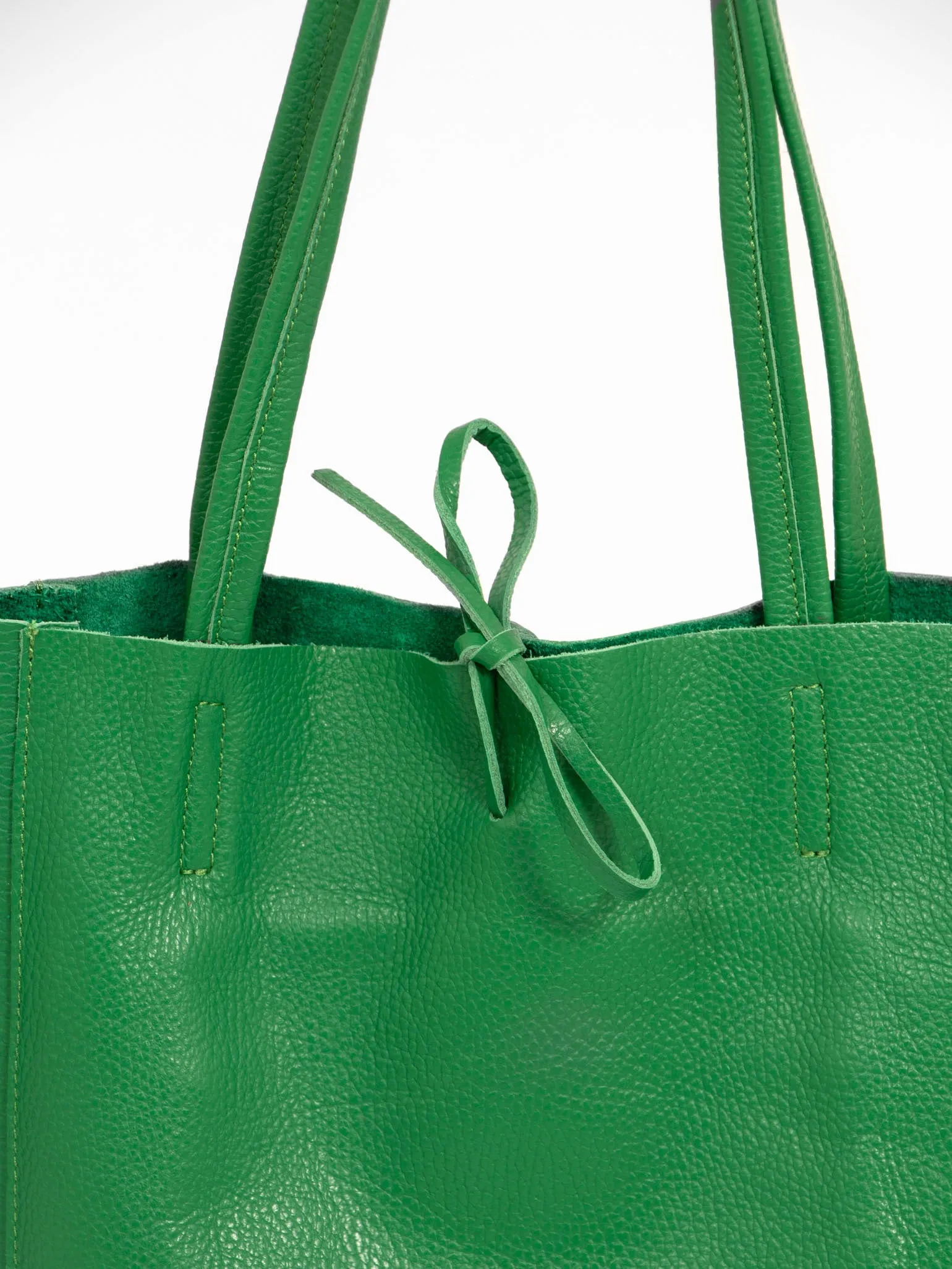 Heather Italian Leather Tote Bag - Bright Green, Pebbled