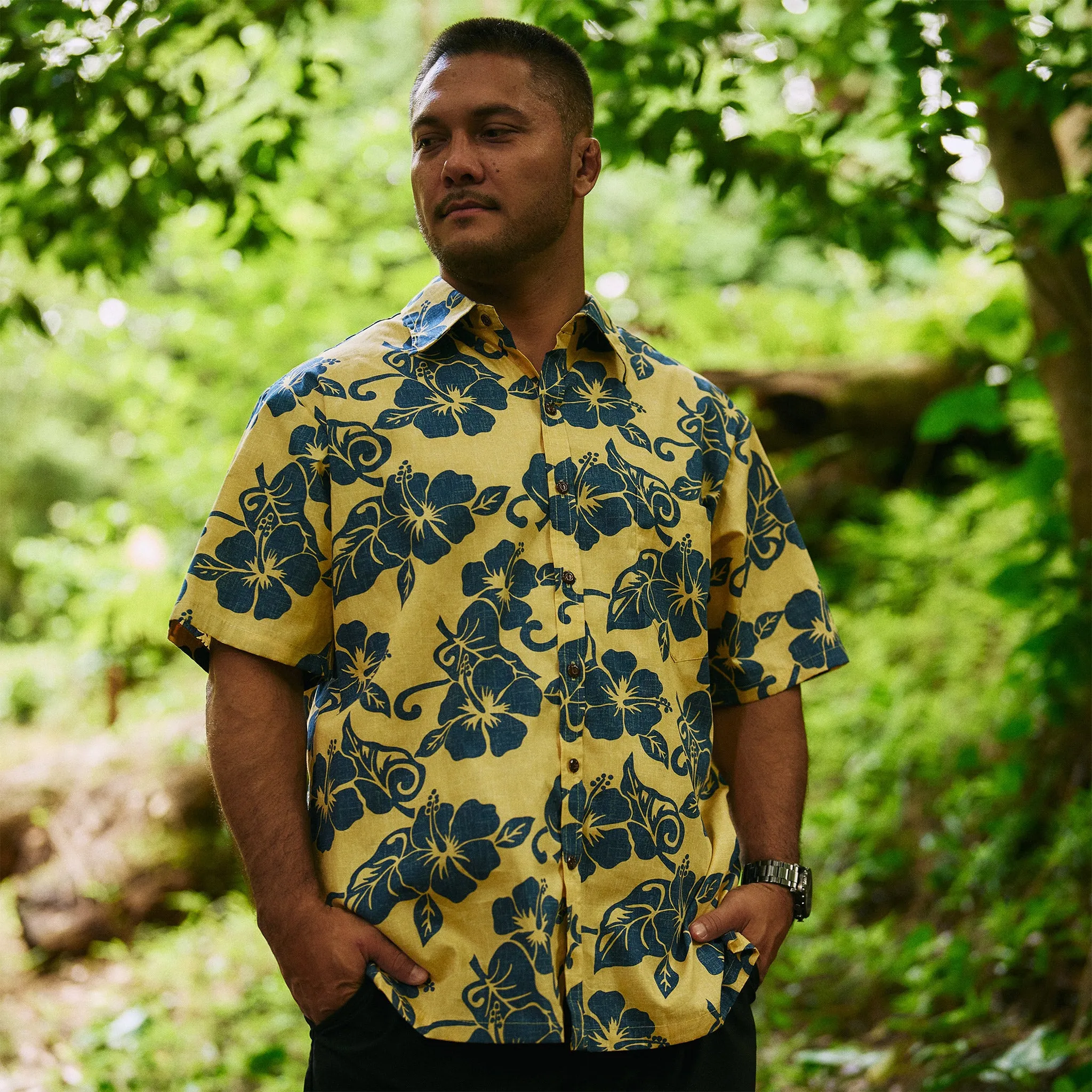 Hibiscus Reverse Print Aloha Shirt