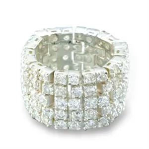 High-Polished 925 Sterling Silver Ring with AAA Grade CZ in Clear for Women Style 41003