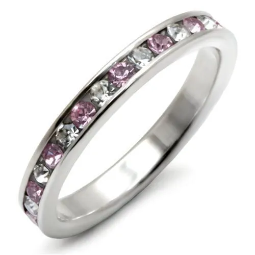 High-Polished 925 Sterling Silver Ring with Top Grade Crystal in Light Amethyst for Women Style LOAS911