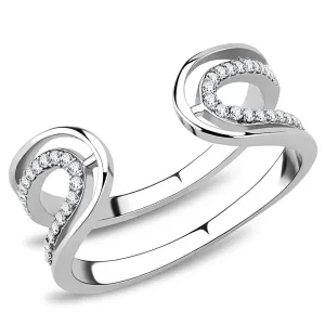 High polished (no plating) Stainless Steel Ring with AAA Grade CZ in Clear for Women Style DA056