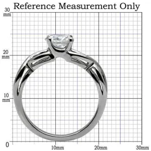 High polished (no plating) Stainless Steel Ring with AAA Grade CZ in Clear for Women Style TK065