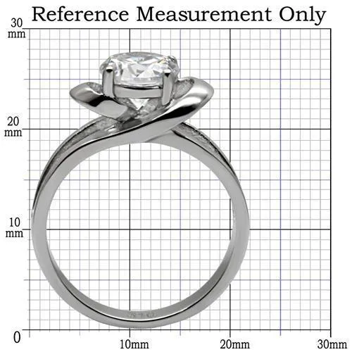 High polished (no plating) Stainless Steel Ring with AAA Grade CZ in Clear for Women Style TK066