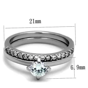 High polished (no plating) Stainless Steel Ring with AAA Grade CZ in Clear for Women Style TK2115