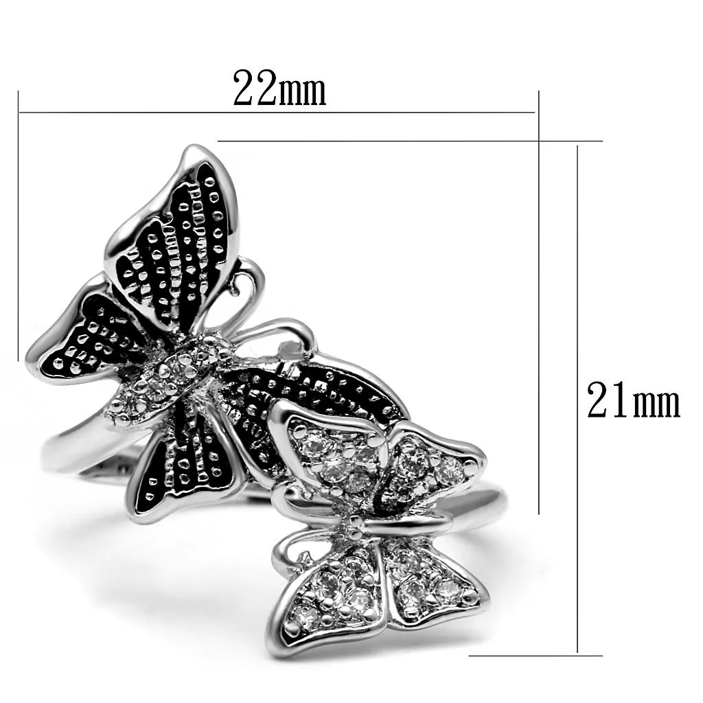 High polished (no plating) Stainless Steel Ring with AAA Grade CZ in Clear for Women Style TK2874