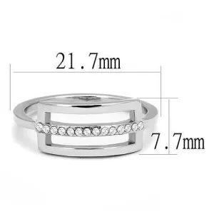 High polished (no plating) Stainless Steel Ring with AAA Grade CZ in Clear for Women Style TK3177