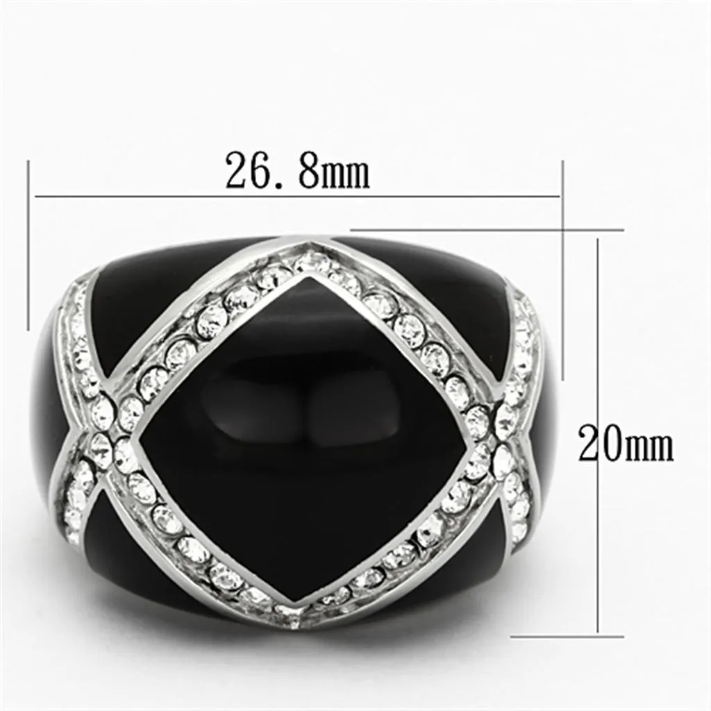 High polished (no plating) Stainless Steel Ring with Top Grade Crystal in Clear for Women Style TK1132