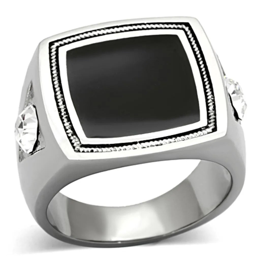 High polished (no plating) Stainless Steel Ring with Top Grade Crystal in Clear for Women Style TK1182