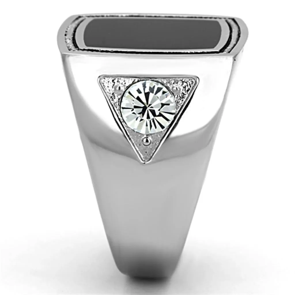 High polished (no plating) Stainless Steel Ring with Top Grade Crystal in Clear for Women Style TK1182