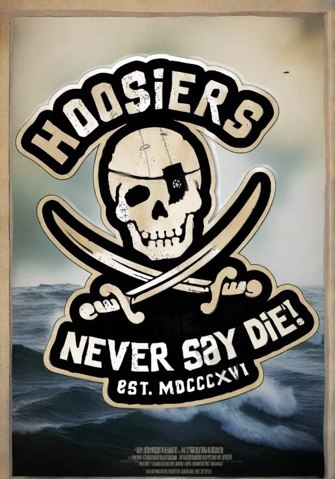 Hoosiers Never Say Die! UV Coated Sticker | Tee See Tee Exclusive