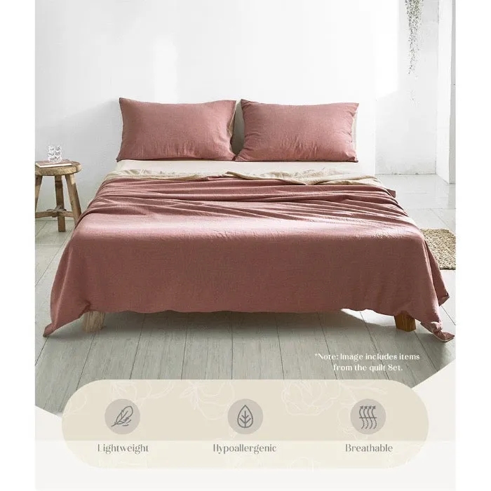 Hypoallergenic Cotton Sheets I Single I Red Beige