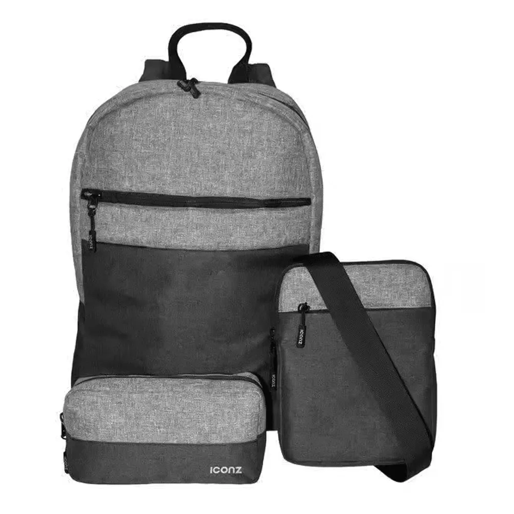 Iconz 4015 Set of Laptop Backpack - Black x Gray