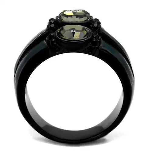 IP Black(Ion Plating) Stainless Steel Ring with Top Grade Crystal in Black Diamond for Women Style TK2214