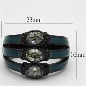 IP Black(Ion Plating) Stainless Steel Ring with Top Grade Crystal in Black Diamond for Women Style TK2214