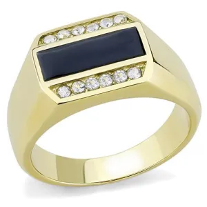 IP Gold(Ion Plating) Stainless Steel Ring with AAA Grade CZ in Clear for Women Style TK3222