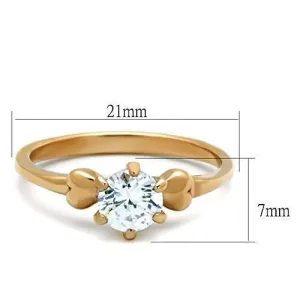 IP Rose Gold(Ion Plating) Stainless Steel Ring with AAA Grade CZ in Clear for Women Style TK1596