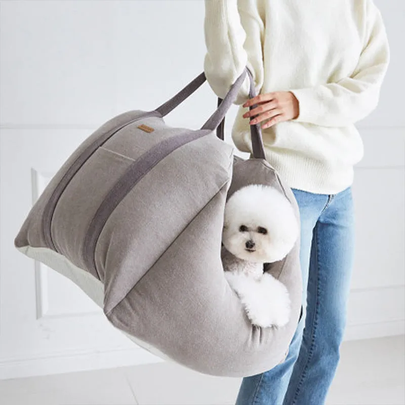 It Pet Travel Chunky Seat Car Pet Carrier Waterproof Basket Portable Hanging Bag Beds & Sofas for Dogs and Bunnies in Color Beige and Light Gray