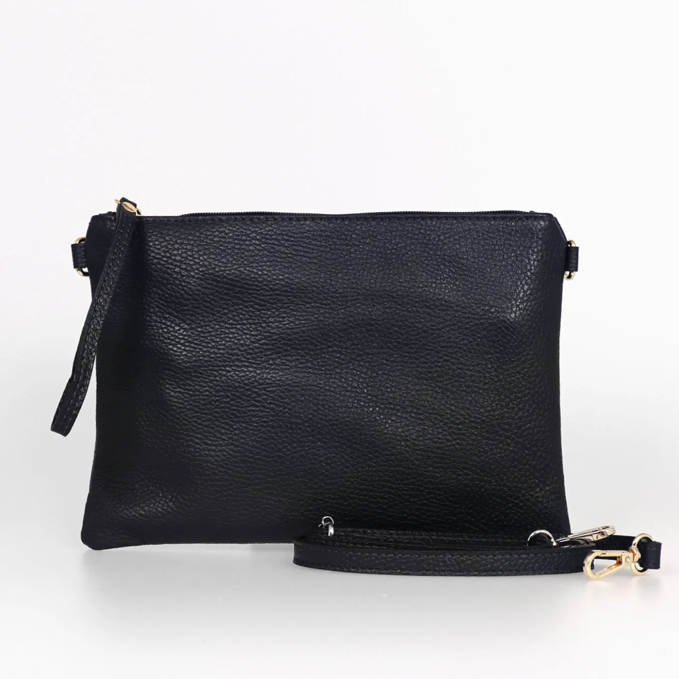 Jenna - Italian Leather Clutch Bag - Navy Blue, Pebbled