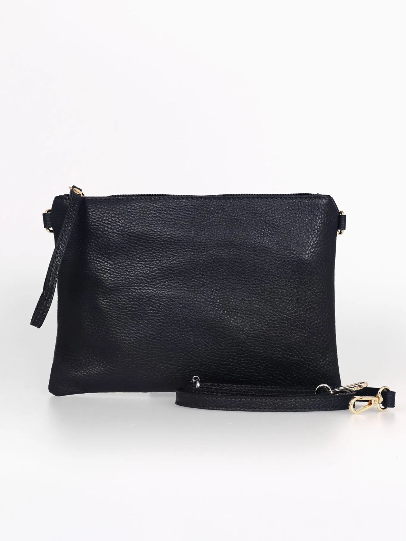 Jenna - Italian Leather Clutch Bag - Navy Blue, Pebbled