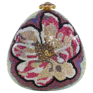 Judith Leiber Flower Jewelled Strass Minaudiere Evening Bag