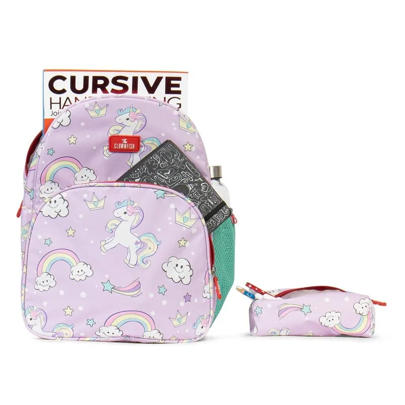 Kids Backpack - Durable Polyester, Comfortable Straps | Includes Free Pencil Pouch | 15 Litres | Lavender - Unicorn